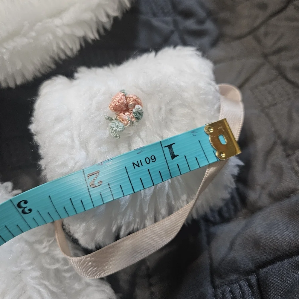 Vintage 1980s White Plush Doll Coat with Hood And Matching Hand Warmer